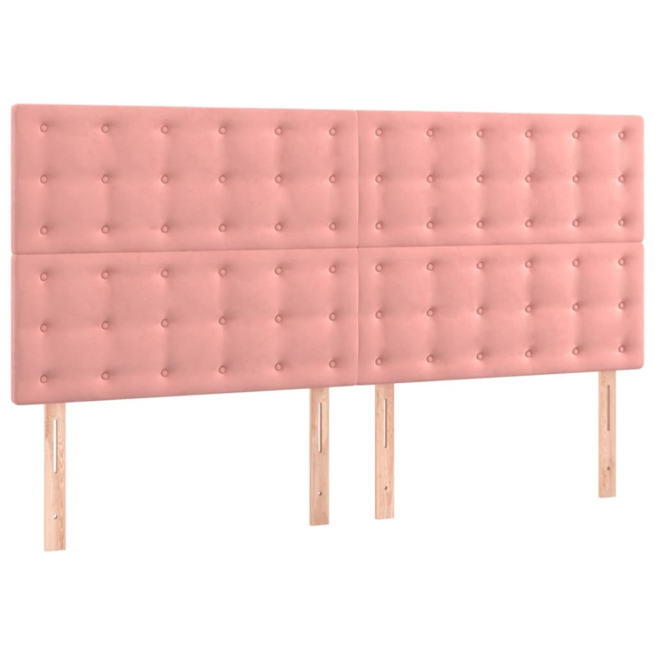 Cama box spring con colchón terciopelo rosa 160x200
