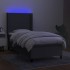 Cama box spring colchón y luces LED tela gris oscuro 90x190