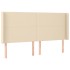 Cama box spring colchón y luces LED tela crema 160x200