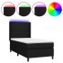 Cama box spring colchón y luces LED tela negro 100x200