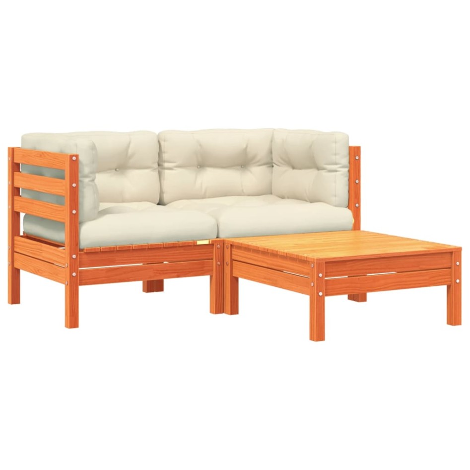 Sofá de jardín con cojines y reposapiés 2