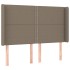 Cama box spring colchón y luces LED tela gris taupe 140x200