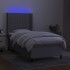 Cama box spring colchón y luces LED tela gris claro 90x190