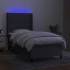 Cama box spring colchón y luces LED tela gris oscuro 100x200