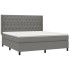 Cama box spring colchón y luces LED tela gris oscuro 160x200