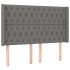 Cama box spring colchón y luces LED tela gris oscuro 160x200