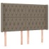 Cama box spring colchón y luces LED tela gris taupe 140x190