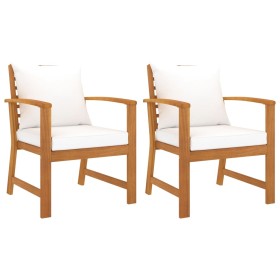 Sillas de jardín 2 uds madera madera acacia con cojines