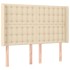 Cama box spring colchón y luces LED tela crema 140x190