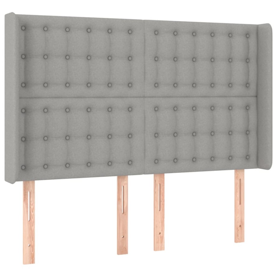Cama box spring colchón y luces LED tela gris claro 140x190