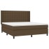 Cama box spring colchón luces LED tela marrón oscuro