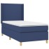 Cama box spring colchón y luces LED tela azul 90x190