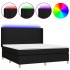 Cama box spring colchón y luces LED tela negro 160x200