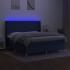 Cama box spring colchón y luces LED tela azul 160x200