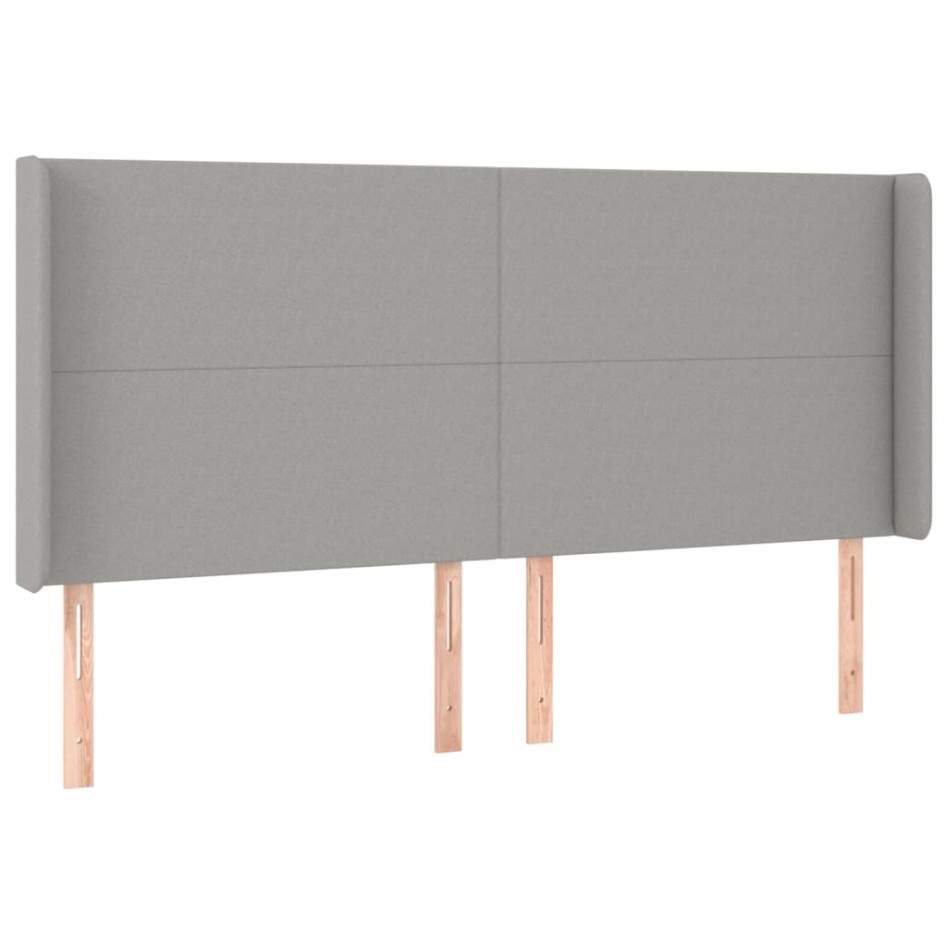 Cama box spring colchón y luces LED tela gris claro 160x200