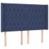 Cama box spring colchón y luces LED tela azul 140x190