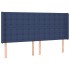 Cama box spring colchón y luces LED tela azul 160x200