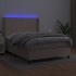 Cama box spring colchón LED cuero sintético capuchino