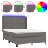 Cama box spring colchón y LED cuero sintético gris 140x190