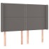 Cama box spring colchón y LED cuero sintético gris 140x190