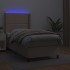 Cama box spring colchón LED cuero sintético capuchino 90x190