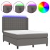 Cama box spring colchón y LED cuero sintético gris 140x200
