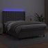 Cama box spring colchón y LED cuero sintético gris 140x200