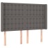 Cama box spring colchón y LED cuero sintético gris 140x200