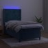Cama box spring colchón y LED terciopelo azul oscuro 100x200