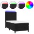 Cama box spring colchón y LED terciopelo negro 90x200