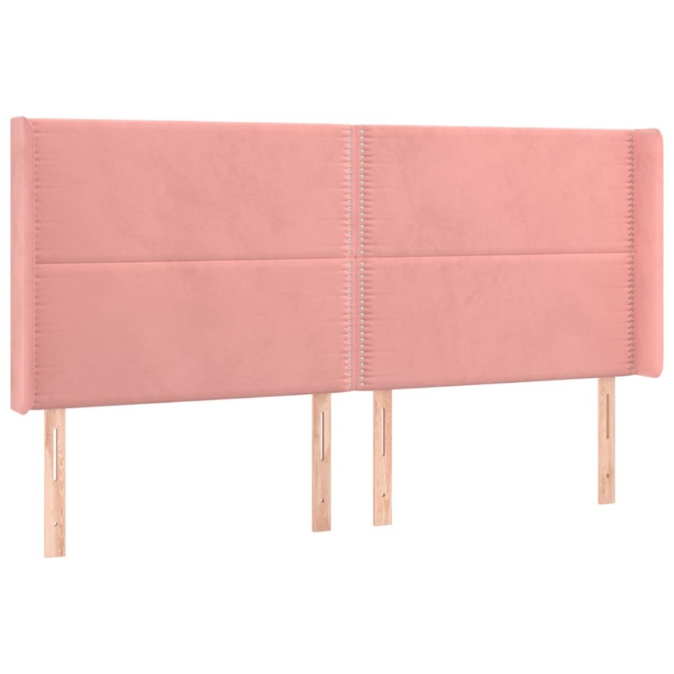Cama box spring colchón y LED terciopelo rosa 180x200