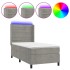 Cama box spring colchón y LED terciopelo gris claro 100x200