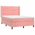Cama box spring colchón y LED terciopelo rosa 140x190