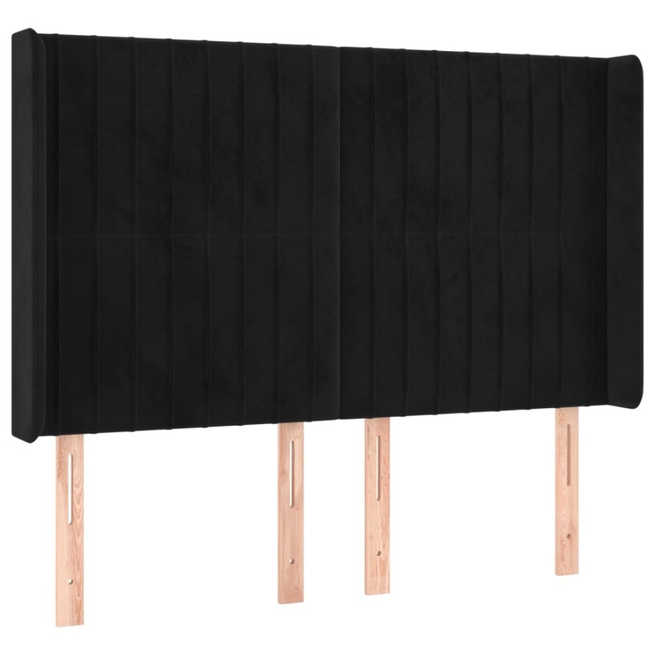 Cama box spring colchón y LED terciopelo negro 140x200