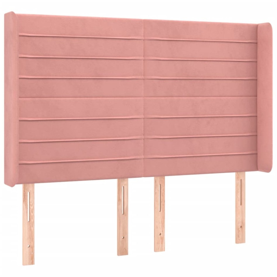 Cama box spring colchón y LED terciopelo rosa 140x200