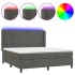 Cama box spring colchón y LED terciopelo gris oscuro 180x200