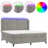 Cama box spring colchón y LED terciopelo gris claro 160x200