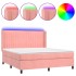 Cama box spring colchón y LED terciopelo rosa 180x200