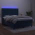 Cama box spring colchón y LED terciopelo azul oscuro 140x200