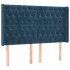 Cama box spring colchón y LED terciopelo azul oscuro 140x200