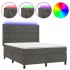 Cama box spring colchón y LED terciopelo gris oscuro 140x190
