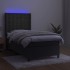 Cama box spring colchón y LED terciopelo gris oscuro 90x200