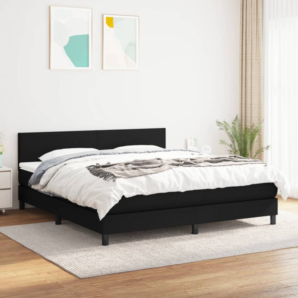 Cama box spring con colchón tela negro 180x200
