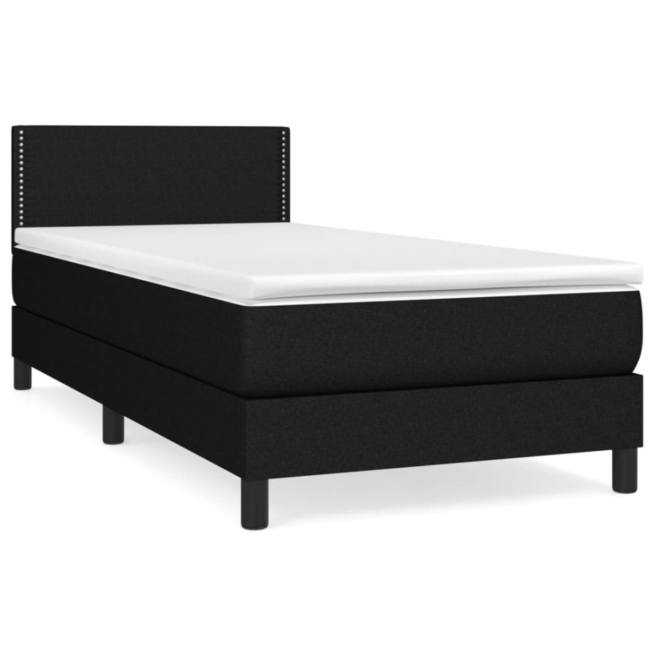 Cama box spring con colchón tela negro 100x200