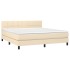 Cama box spring con colchón tela color crema 160x200