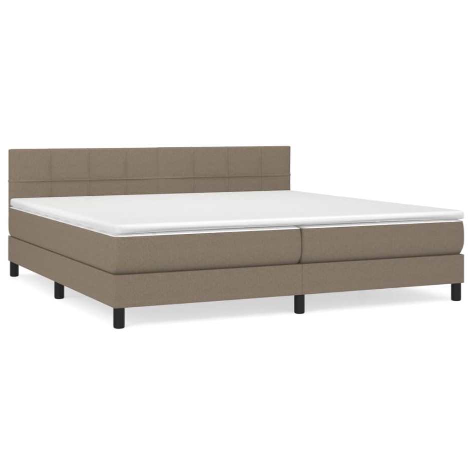 Cama box spring con colchón tela gris taupe 200x200