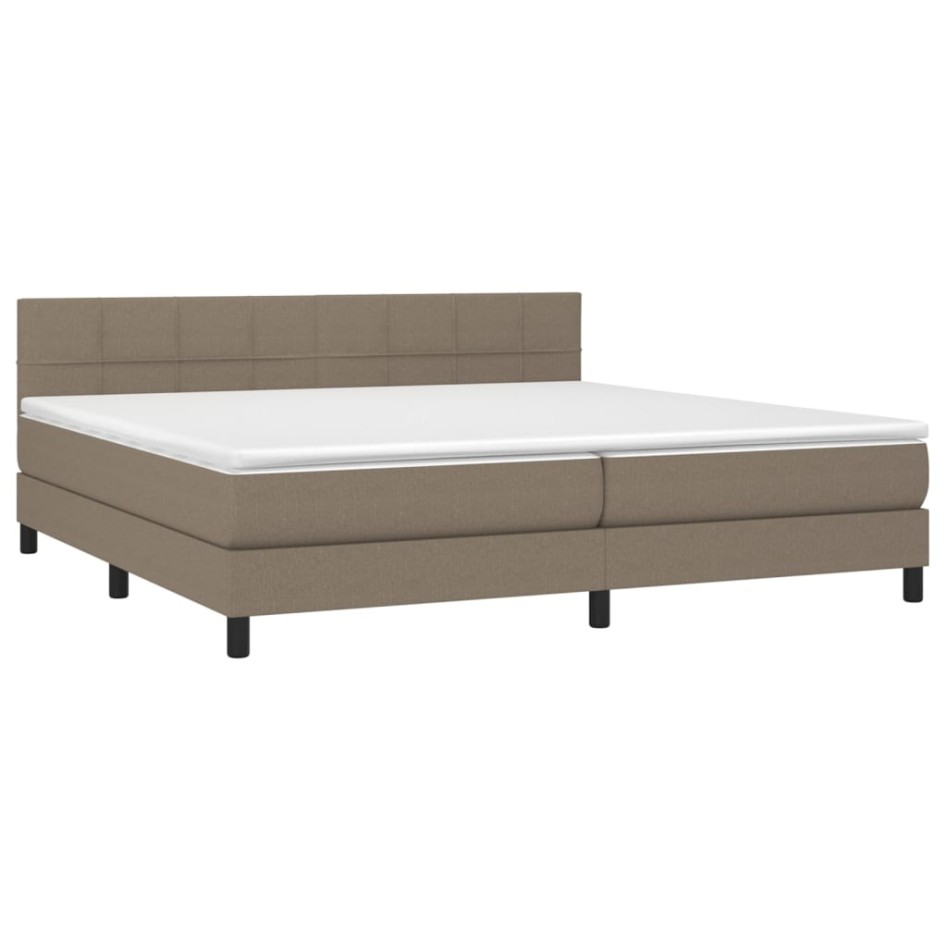 Cama box spring con colchón tela gris taupe 200x200
