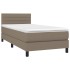 Cama box spring con colchón tela gris taupe 80x200