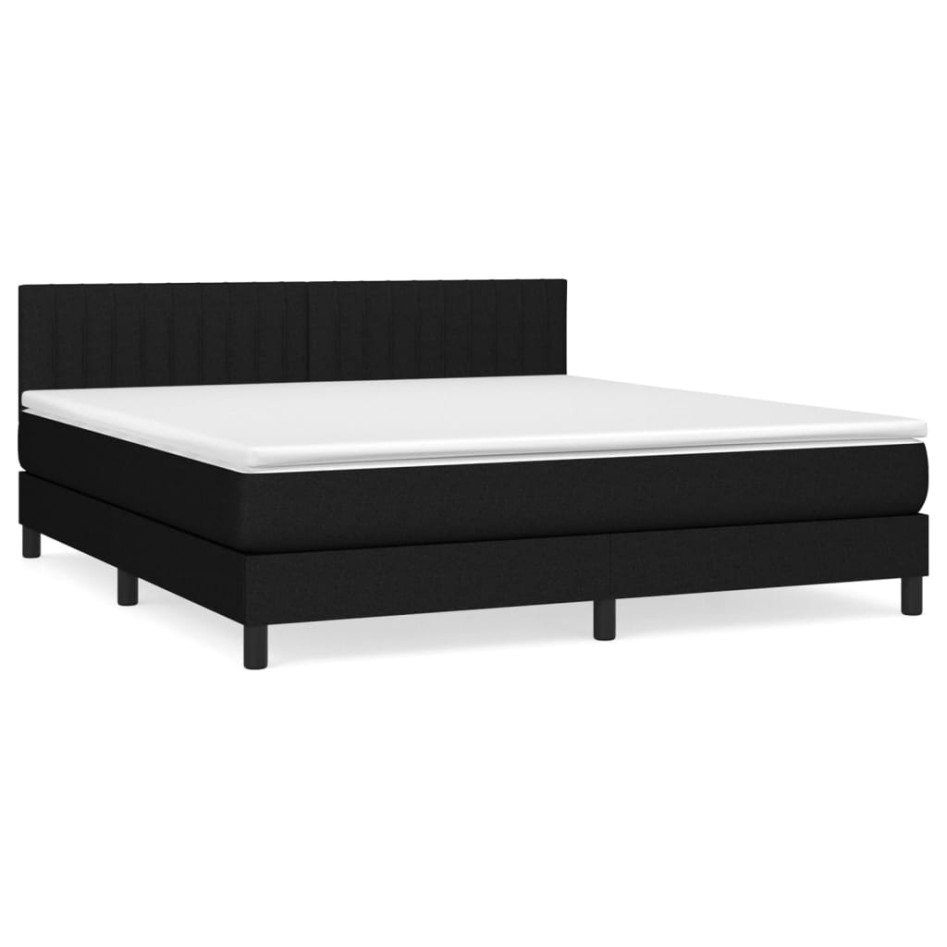 Cama box spring con colchón tela negro 160x200