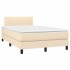 Cama box spring con colchón tela color crema 120x200